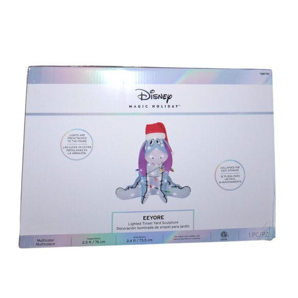 Disney 2.5 FT EEYORE Light Up Tinsel Yard 3D Sculpture Christmas LED Decor Prop - Picture 6 of 11